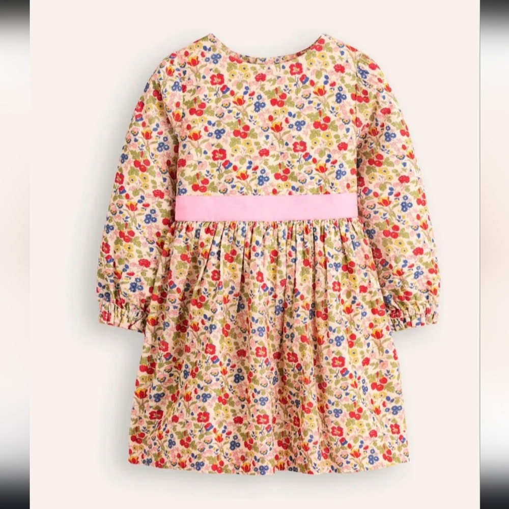 Mini Boden Floral Long Sleeve Corduroy Dress Size 10-11